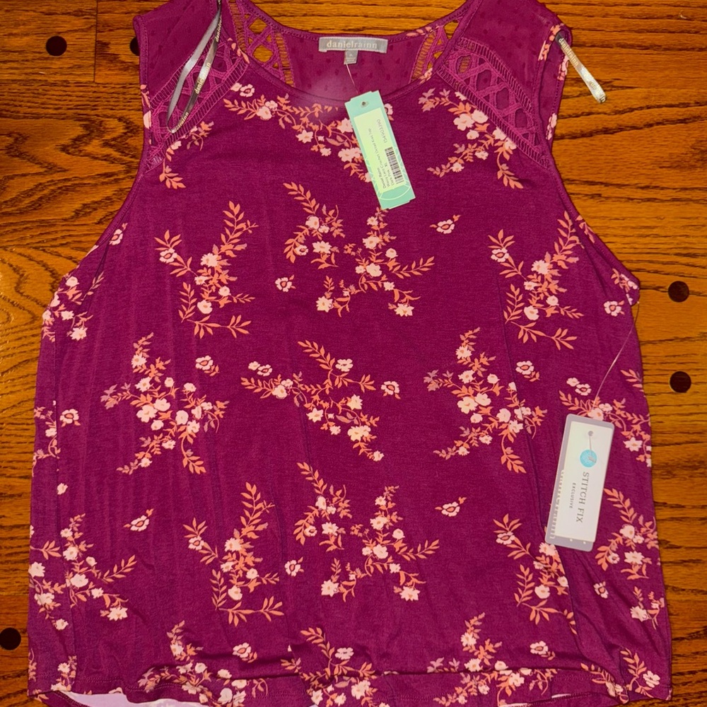 Daniel Rainn Floral Sleeveless Blouse - Pink/ Purple